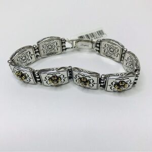 BRIGHTON Silver Gold Flower Design Bracelet